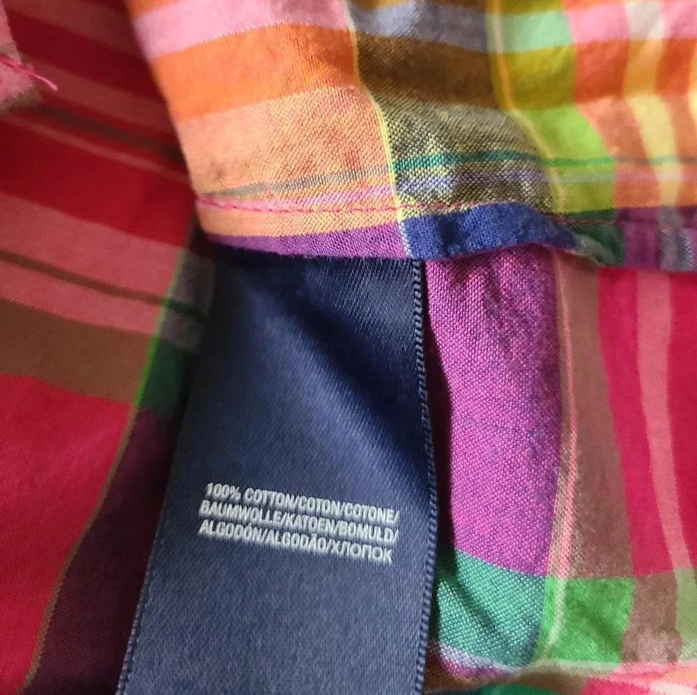 Ralph lauren plaid Blouse button front girls sz.6X